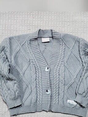 Taylor Swift "The Tortured Poets Department" Gray Cardigan Cable-knit Women S